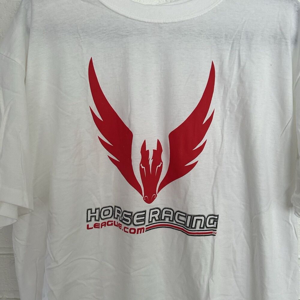 Horse Racing League T Shirt Mens XL White Short Sleeve